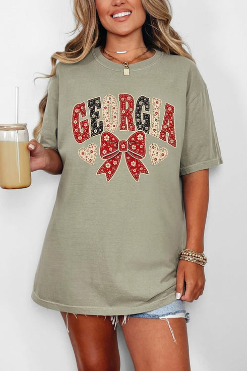 Georgia Blooming Bow Comfort Colors Adult Ring-Spun Cotton Tee