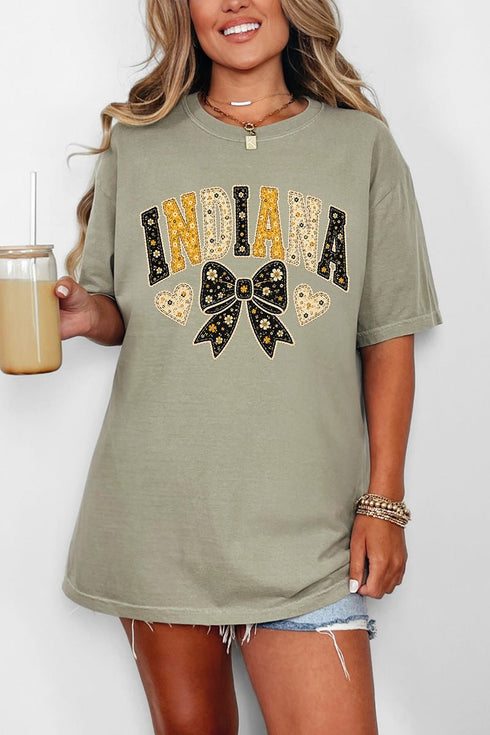 Indiana Blooming Bow Comfort Colors Adult Ring-Spun Cotton Tee