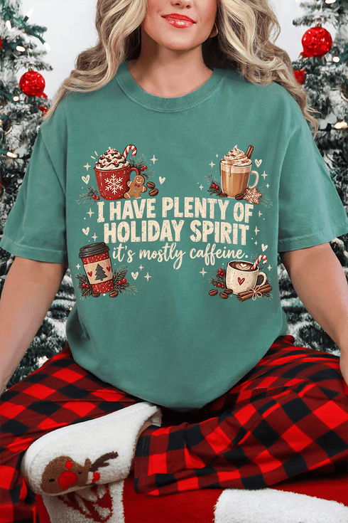 Caffeinated Holiday Spirit Comfort Colors Adult Ring-Spun Cotton Tee