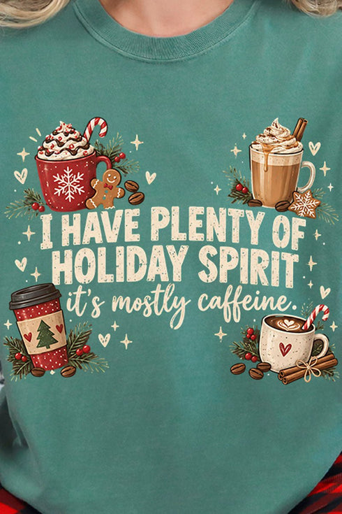 Caffeinated Holiday Spirit Comfort Colors Adult Ring-Spun Cotton Tee