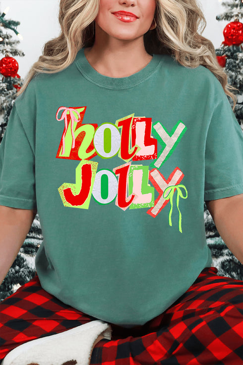 Retro Holly Jolly Comfort Colors Adult Ring-Spun Cotton Tee