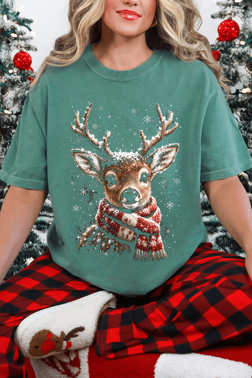Snow Kissed Reindeer Comfort Colors Adult Ring-Spun Cotton Tee