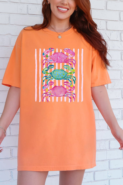 Striped Crabby Crew Comfort Colors Adult Ring-Spun Cotton Tee