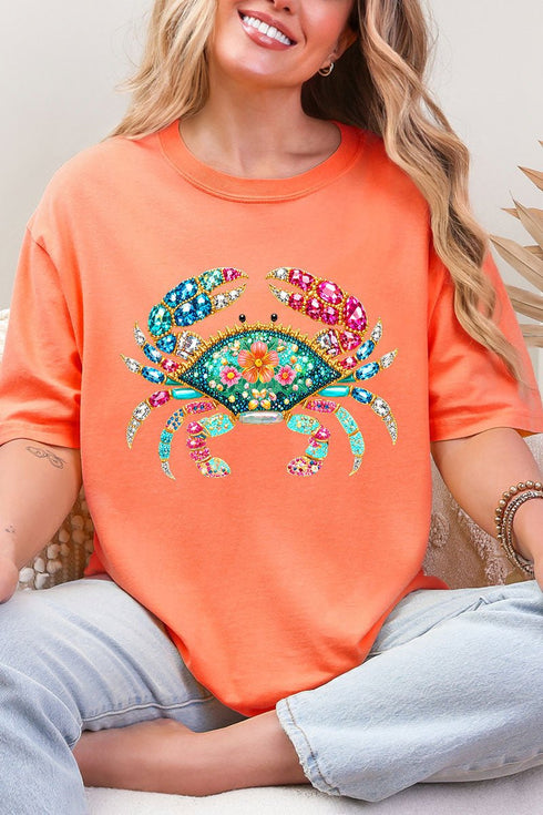Seaside Sparkle Crab Comfort Colors Adult Ring-Spun Cotton Tee