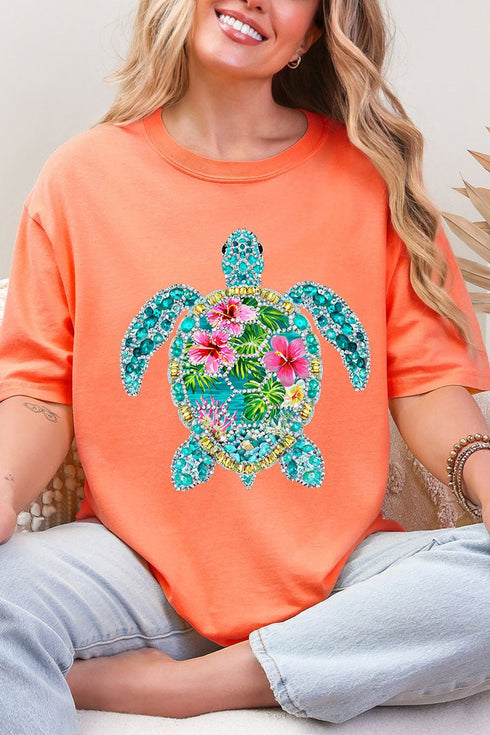 Seaside Sparkle Turtle Comfort Colors Adult Ring-Spun Cotton Tee