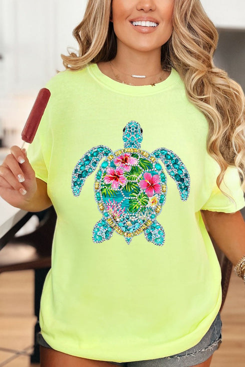 Seaside Sparkle Turtle Comfort Colors Adult Ring-Spun Cotton Tee