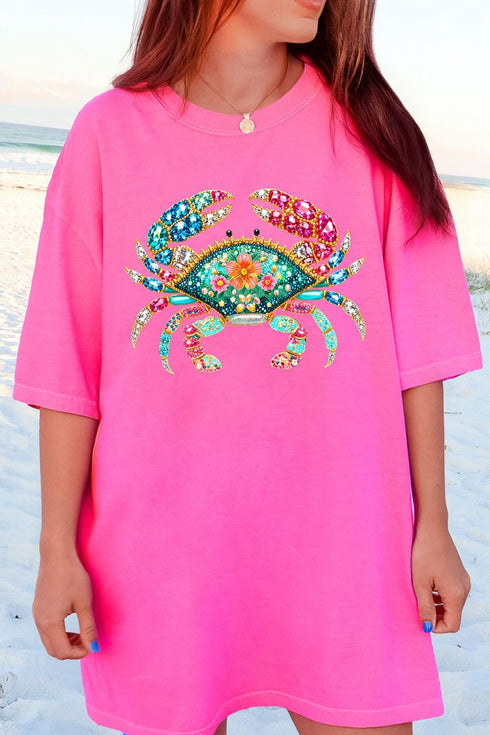 Seaside Sparkle Crab Comfort Colors Adult Ring-Spun Cotton Tee