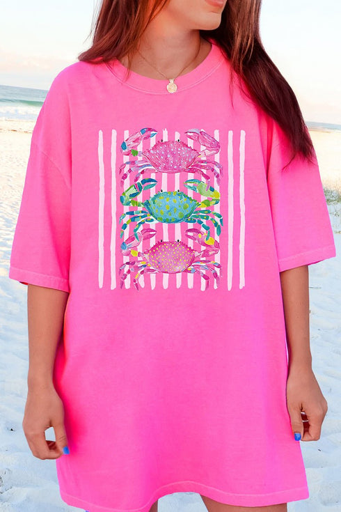Striped Crabby Crew Comfort Colors Adult Ring-Spun Cotton Tee