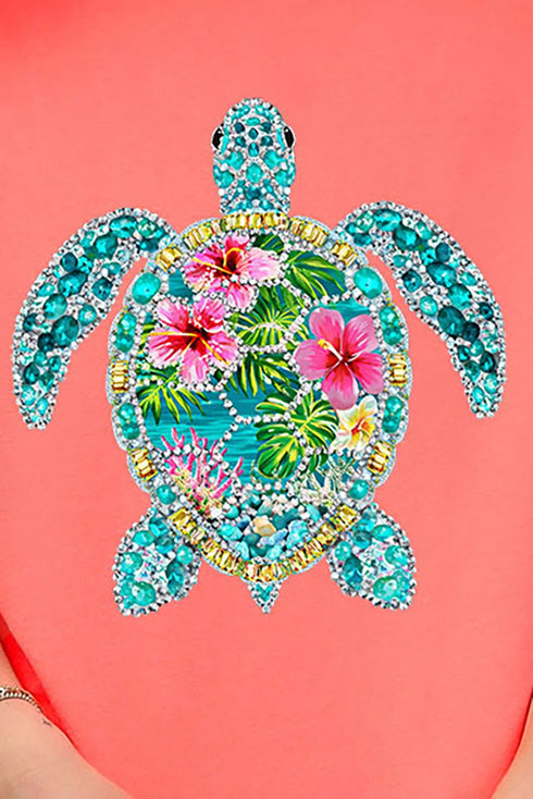 Seaside Sparkle Turtle Comfort Colors Adult Ring-Spun Cotton Tee