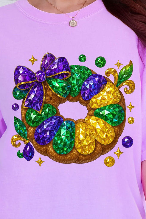 Faux Rhinestone King Cake Comfort Colors Adult Ring-Spun Cotton Tee