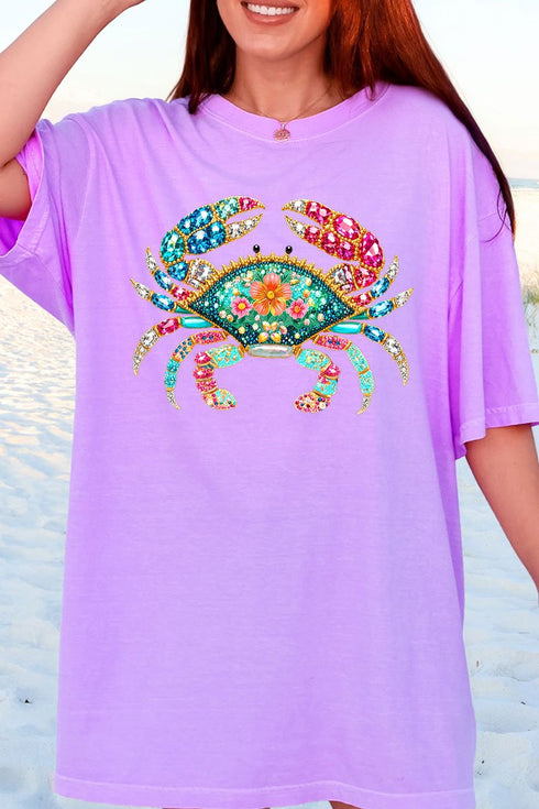 Seaside Sparkle Crab Comfort Colors Adult Ring-Spun Cotton Tee