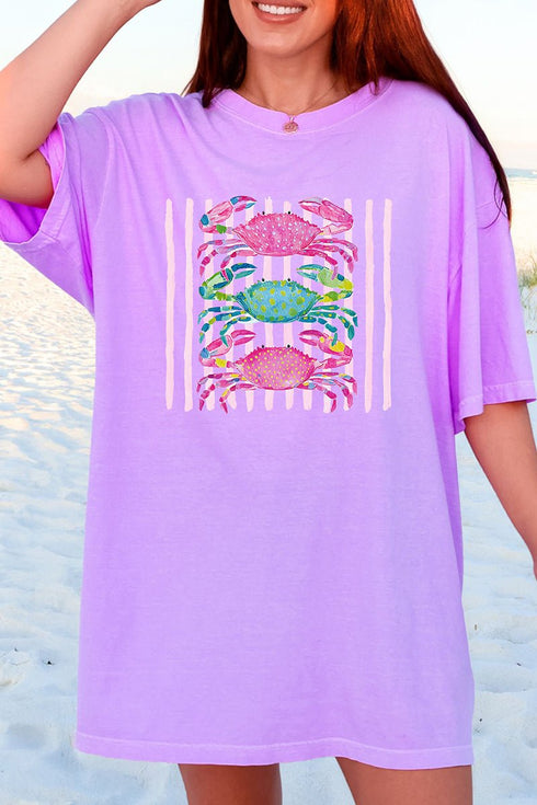 Striped Crabby Crew Comfort Colors Adult Ring-Spun Cotton Tee