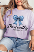 Blue Bow Worthy Comfort Colors Adult Ring-Spun Cotton Tee