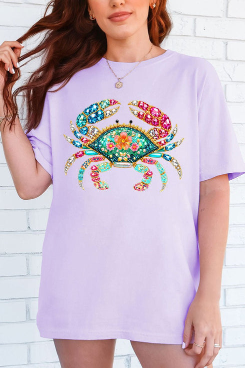 Seaside Sparkle Crab Comfort Colors Adult Ring-Spun Cotton Tee