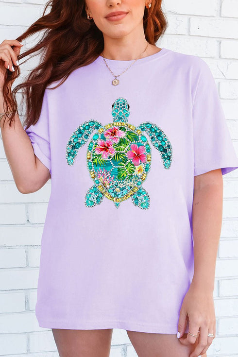 Seaside Sparkle Turtle Comfort Colors Adult Ring-Spun Cotton Tee
