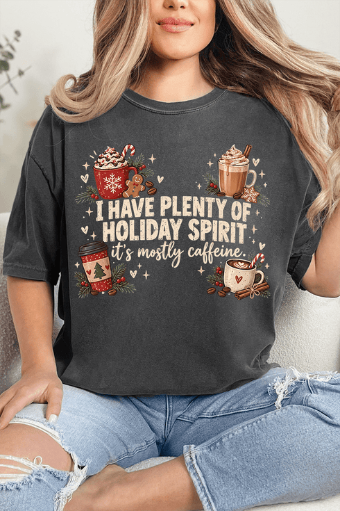 Caffeinated Holiday Spirit Comfort Colors Adult Ring-Spun Cotton Tee