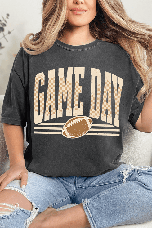 Checkered Taupe Game Day Comfort Colors Adult Ring-Spun Cotton Tee