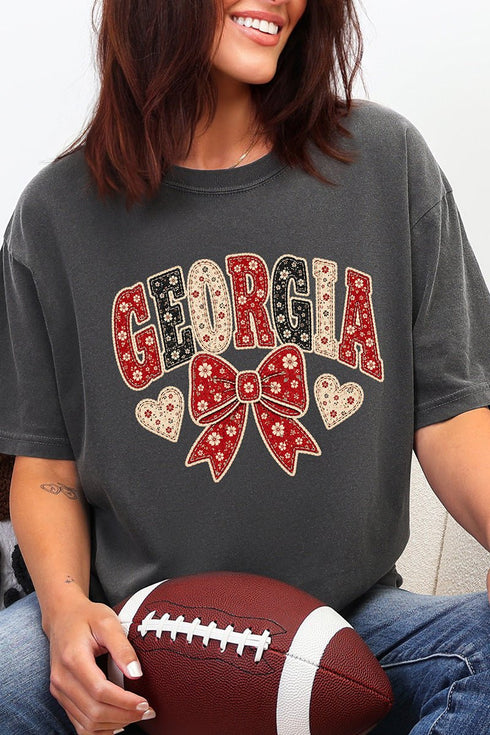 Georgia Blooming Bow Comfort Colors Adult Ring-Spun Cotton Tee