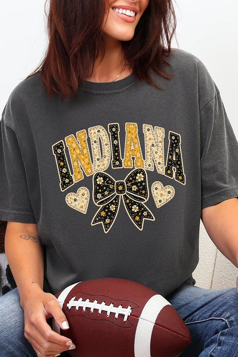 Indiana Blooming Bow Comfort Colors Adult Ring-Spun Cotton Tee
