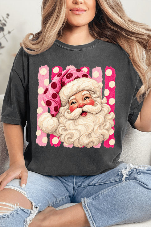 Pink Dot Jolly Santa Comfort Colors Adult Ring-Spun Cotton Tee