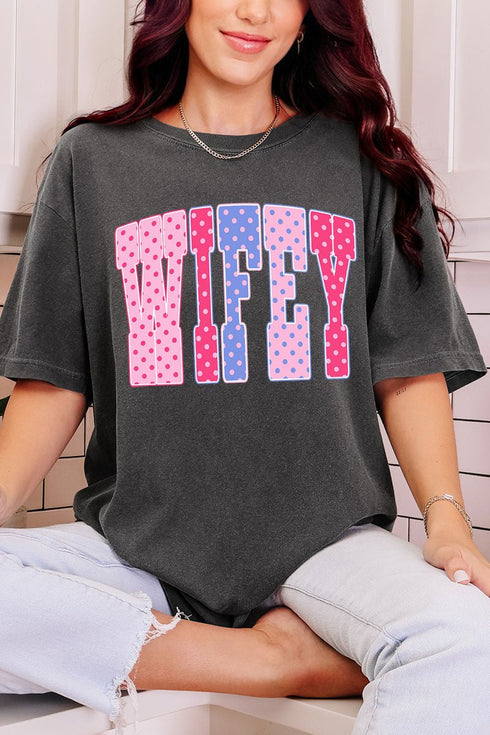 Polka Dot Pop Wifey Comfort Colors Adult Ring-Spun Cotton Tee