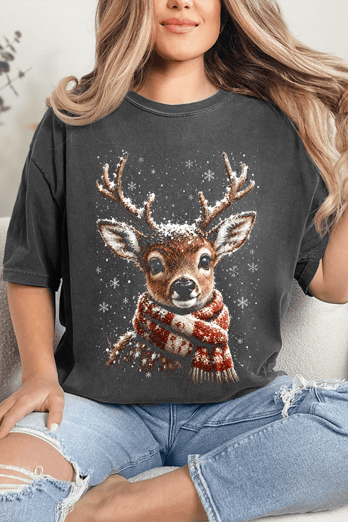 Snow Kissed Reindeer Comfort Colors Adult Ring-Spun Cotton Tee