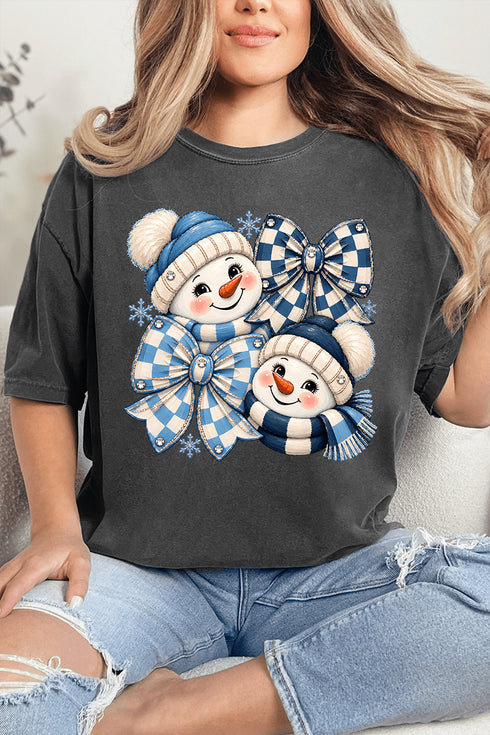 Winter Check Snowmen Comfort Colors Adult Ring-Spun Cotton Tee