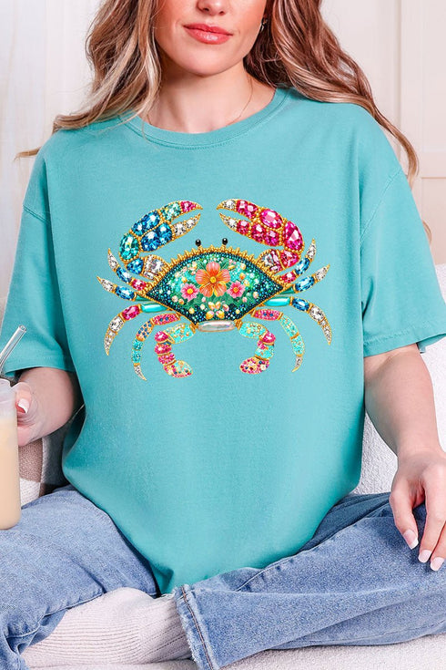 Seaside Sparkle Crab Comfort Colors Adult Ring-Spun Cotton Tee