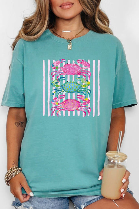 Striped Crabby Crew Comfort Colors Adult Ring-Spun Cotton Tee