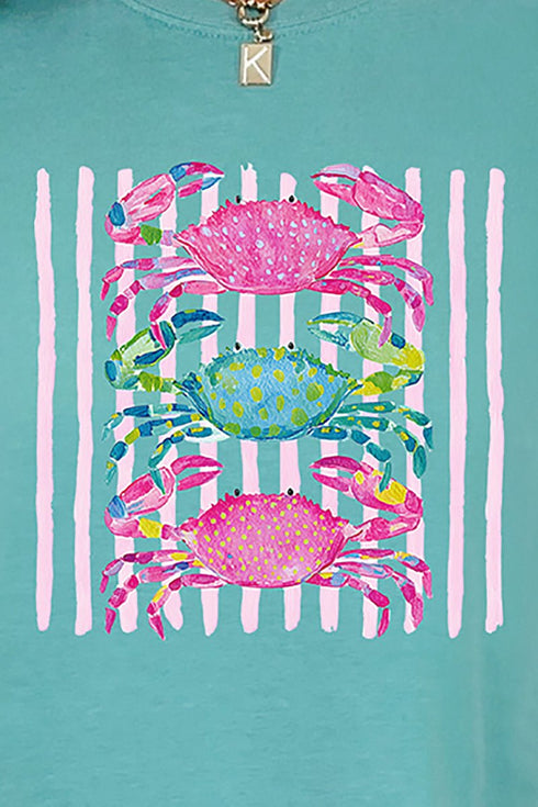 Striped Crabby Crew Comfort Colors Adult Ring-Spun Cotton Tee