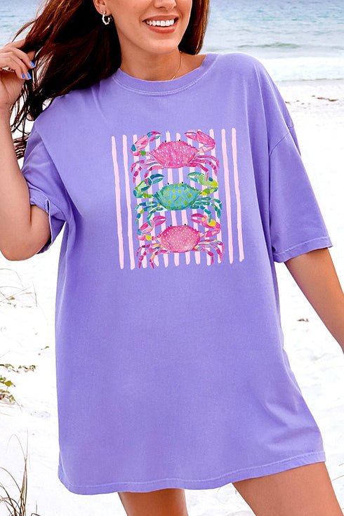 Striped Crabby Crew Comfort Colors Adult Ring-Spun Cotton Tee