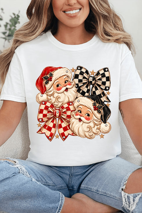 Merry Check Santa Comfort Colors Adult Ring-Spun Cotton Tee