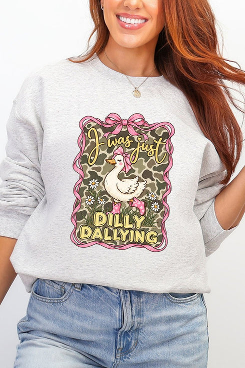 Dilly Dallying Camo Goose Heavy Blend Crew Sweatshirt