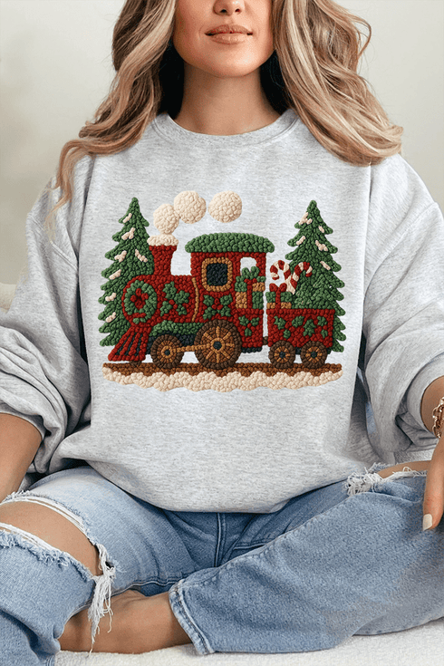 Faux Yarn Mistletoe Express Heavy Blend Crew Sweatshirt