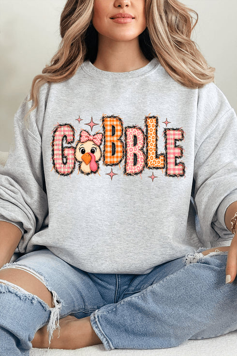 Gobble In Gingham Heavy Blend Crew Sweatshirt