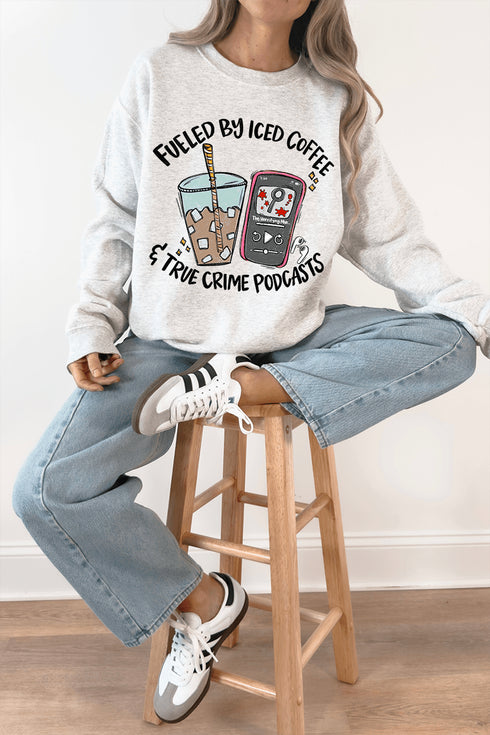 Iced Coffee & True Crime Heavy Blend Crew Sweatshirt