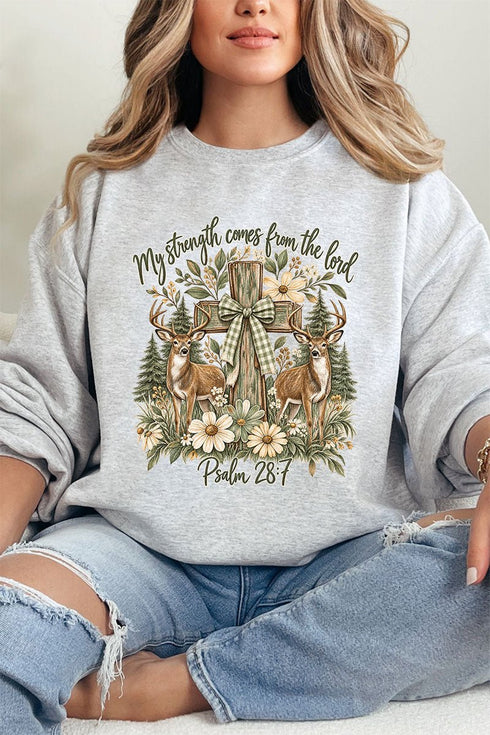 My Strength Woodland Deer Heavy Blend Crew Sweatshirt