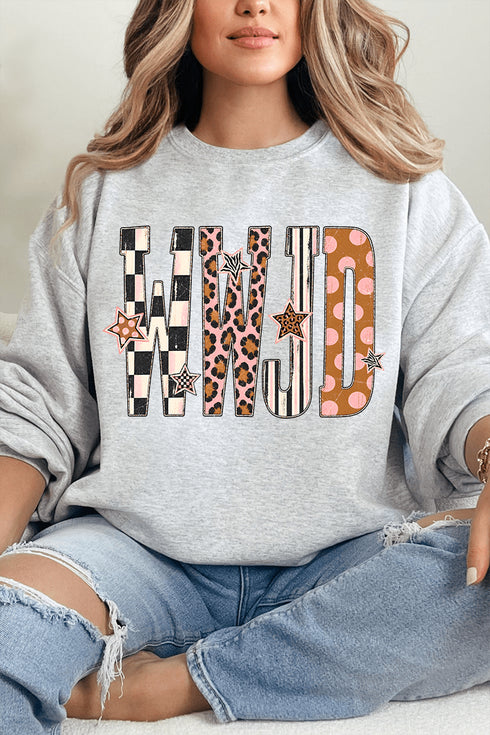 WWJD Pattern Pop Heavy Blend Crew Sweatshirt