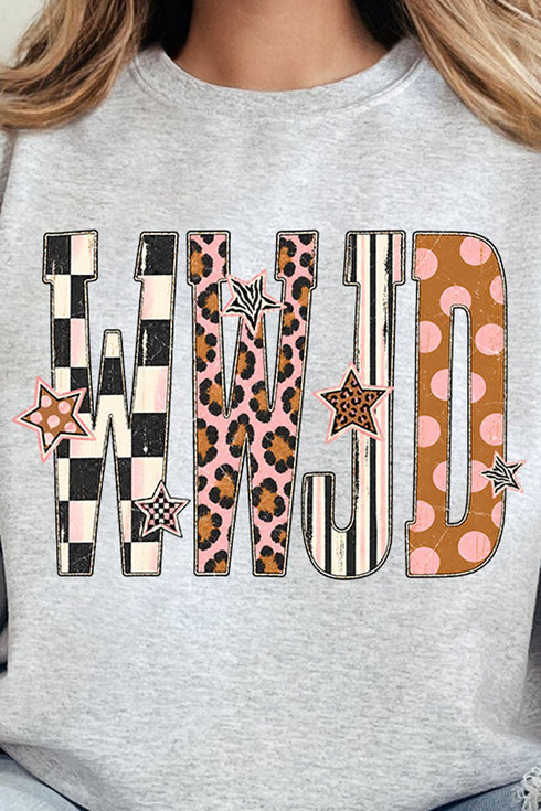 WWJD Pattern Pop Heavy Blend Crew Sweatshirt