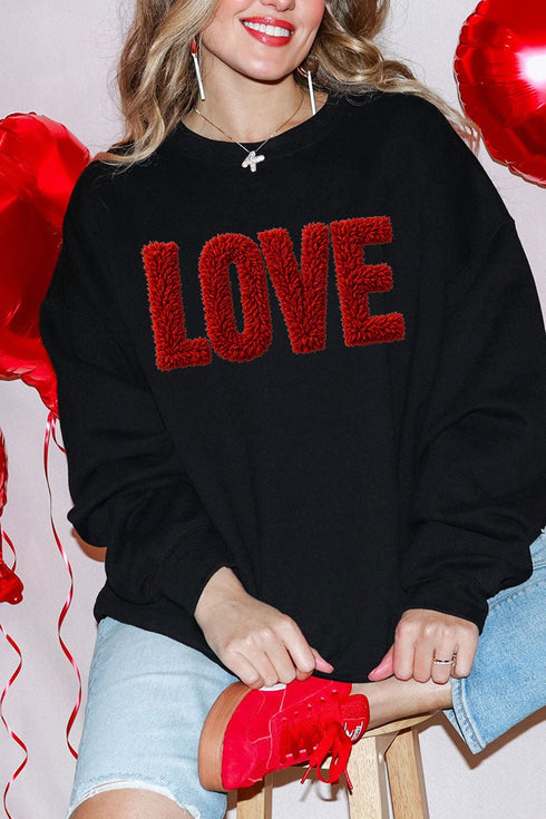 Fall In Love Faux Yarn Heavy Blend Crew Sweatshirt