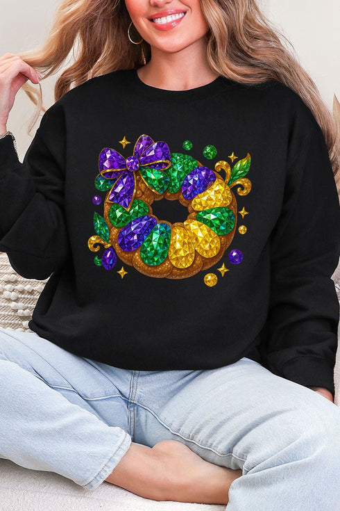 Faux Rhinestone King Cake Heavy Blend Crew Sweatshirt