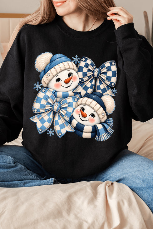 Winter Check Snowmen Heavy Blend Crew Sweatshirt