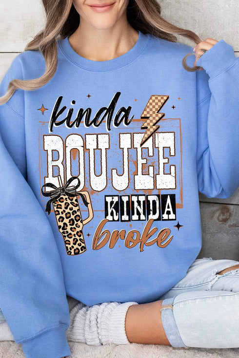 Kinda Boujee Kinda Broke Heavy Blend Crew Sweatshirt