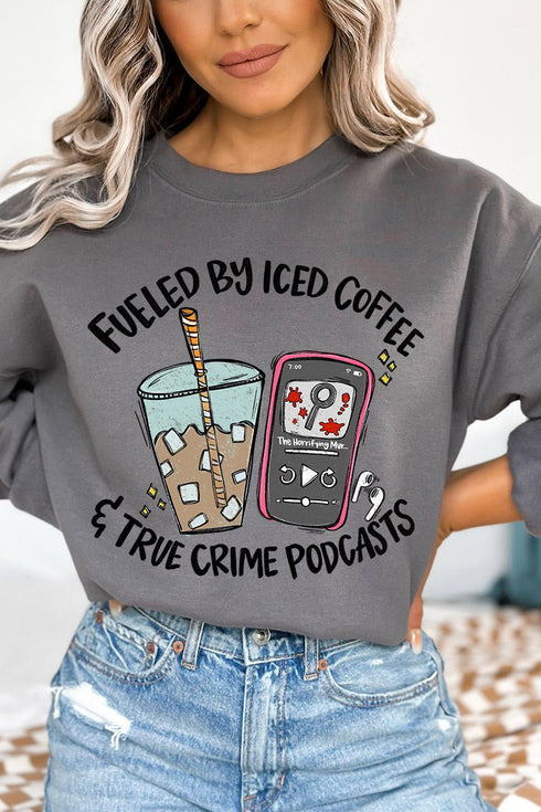 Iced Coffee & True Crime Heavy Blend Crew Sweatshirt