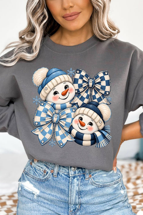 Winter Check Snowmen Heavy Blend Crew Sweatshirt