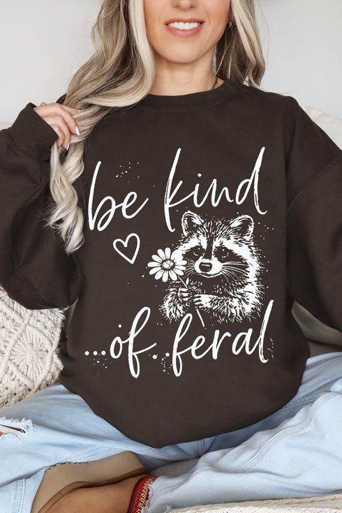Be Kind Of Feral Raccoon Heavy Blend Crew Sweatshirt