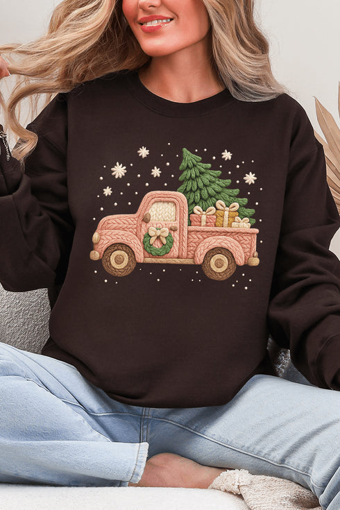 Faux Yarn Holly Jolly Haul Heavy Blend Crew Sweatshirt