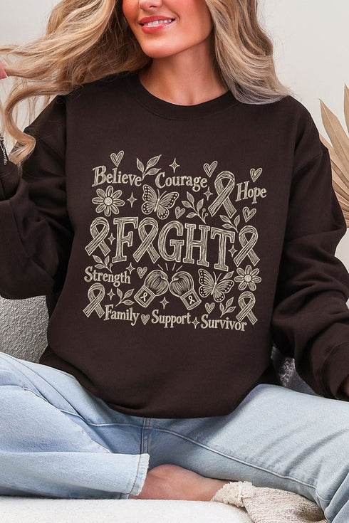Fight Ribbon Sketch Heavy Blend Crew Sweatshirt