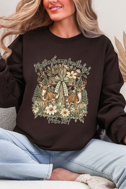 My Strength Woodland Deer Heavy Blend Crew Sweatshirt