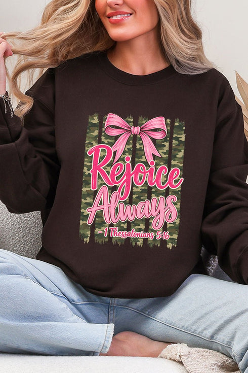 Rejoice Always Girly Camo Heavy Blend Crew Sweatshirt